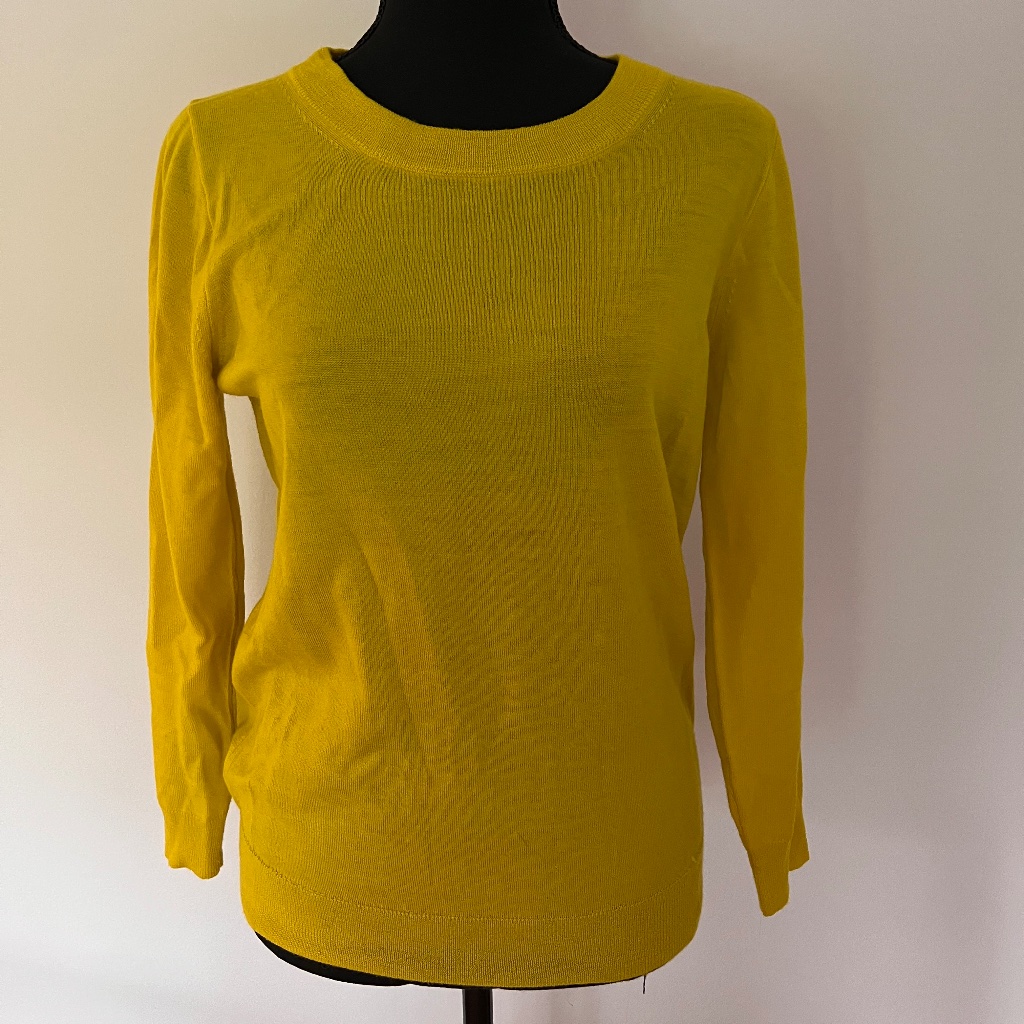 J.Crew 3/4 Sleeve Citron Yellow Merino Wool Crewneck Sweater - S